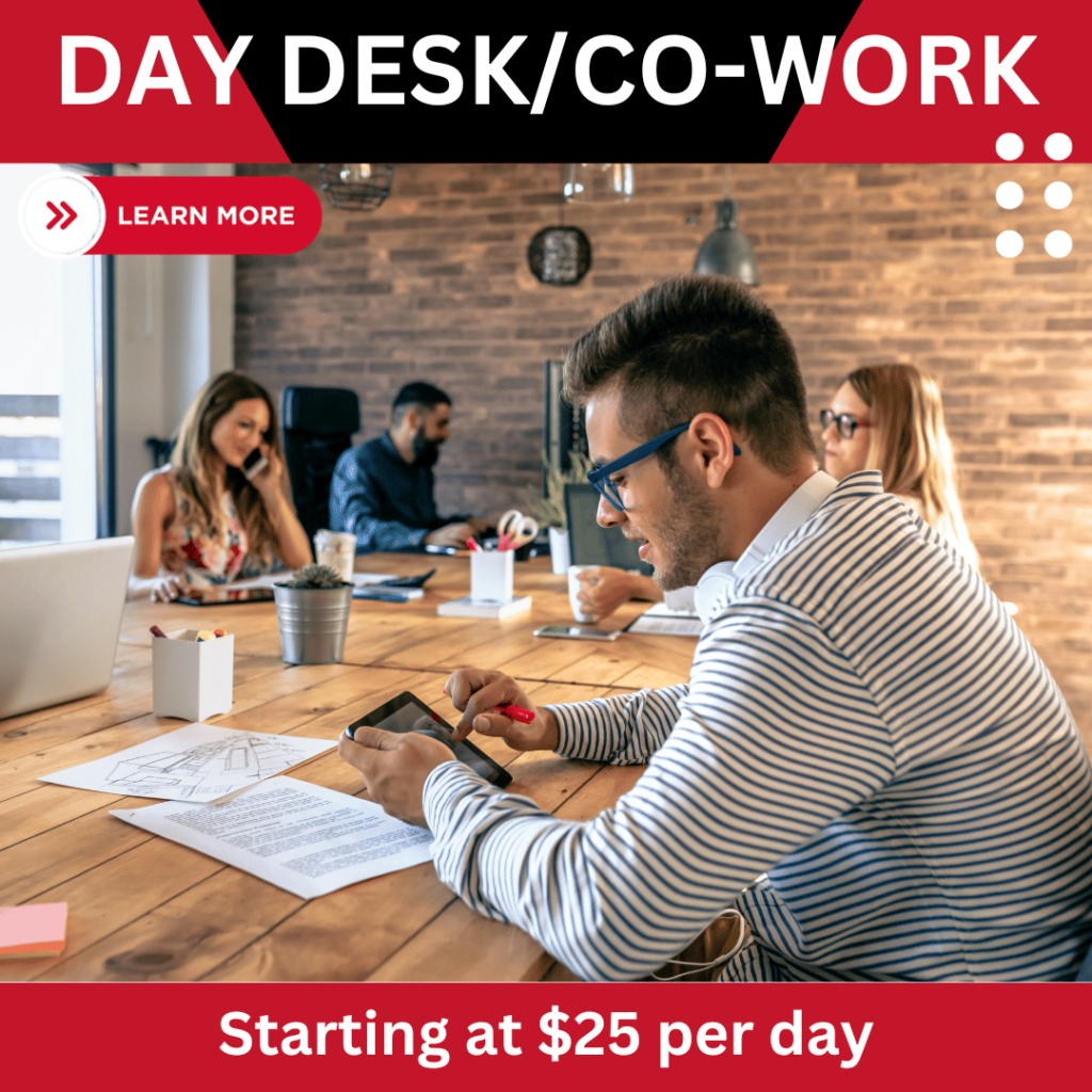 Unlock productivity with a day desk in Sarasota's vibrant coworking space—where flexibility meets innovation. Starting at $25 per day.
